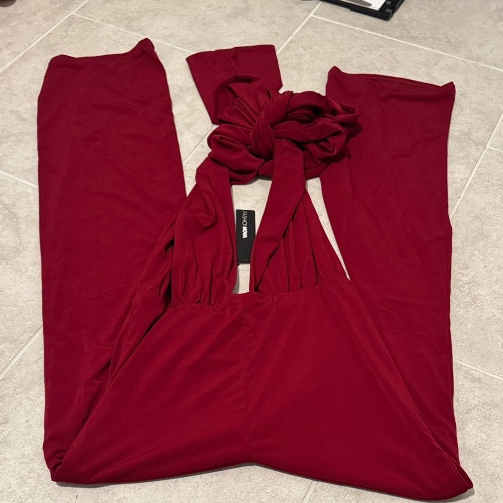 Fashion Nova Bold Burgundy Jumpsuit